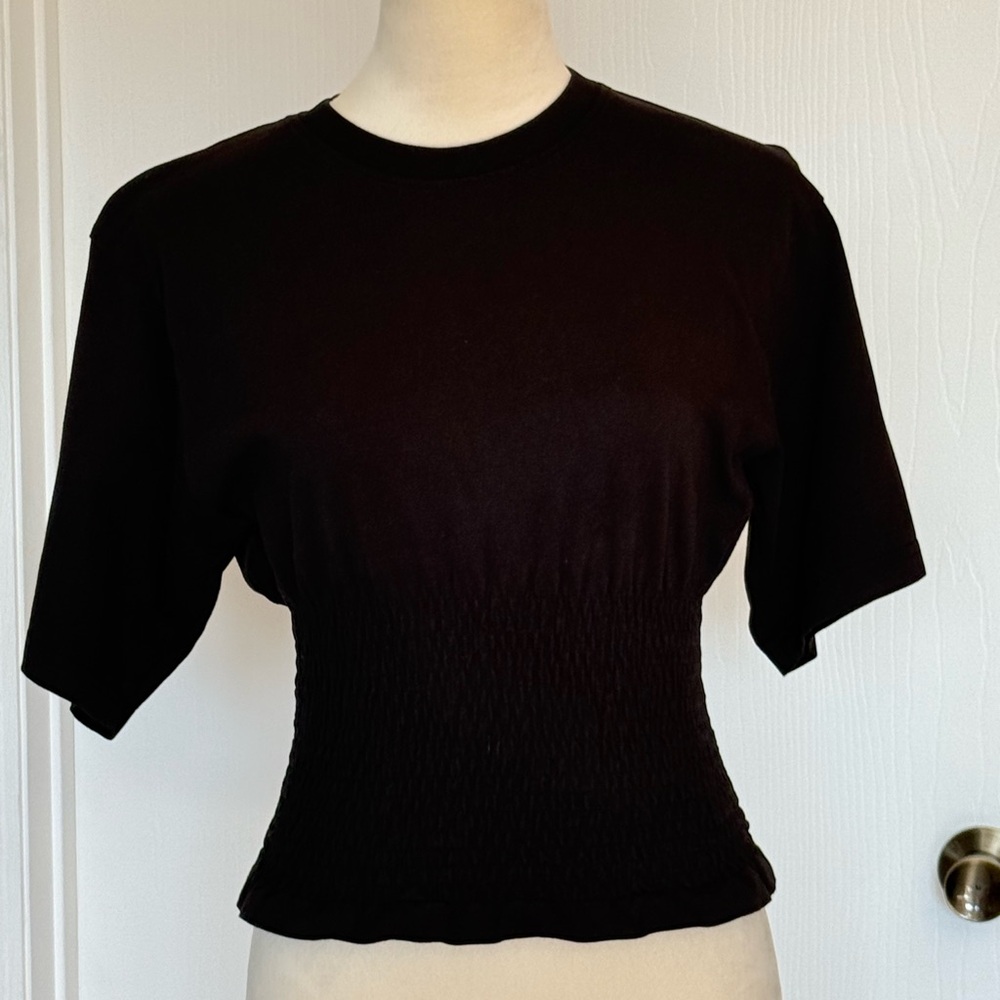 Rebecca Minkoff Black Smocked Waist Women's Top